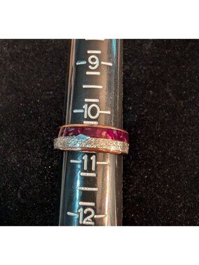 Rose Gold Plated Tungsten Mens Ring Purple Lapis Faux Meteorite Wedding Sz 10.5